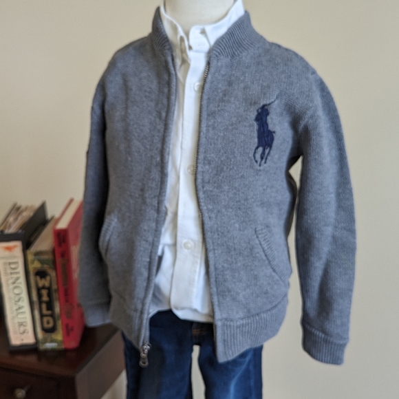 100% cotton, Polo by Ralph Lauren, boys size 5 full zip cardigan. - Picture 7 of 10